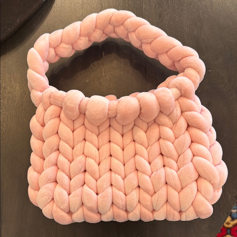 Pink Fleece Woven purse